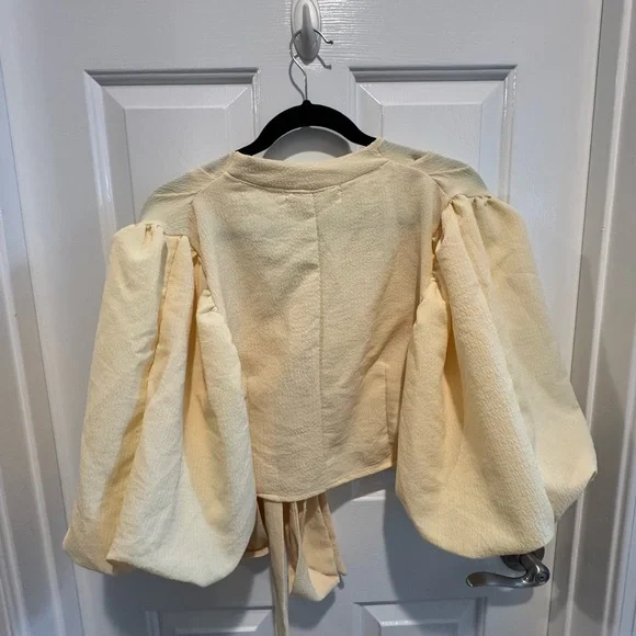 NWT Big Water Blue Sky Crop Ballon Sleeve Boutique Top Size M - Picture 4 of 13